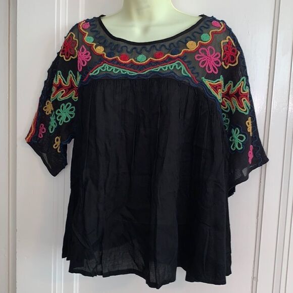 NWT Free Generation black boho blouse - Picture 1 of 9